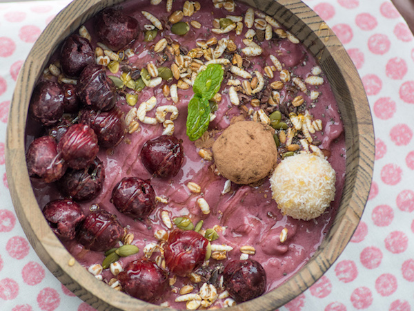 Black Cherry Smoothie Bowl with Bliss Bites