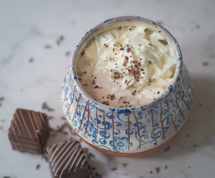 Easy recipe for lavender hot cocoa for one.